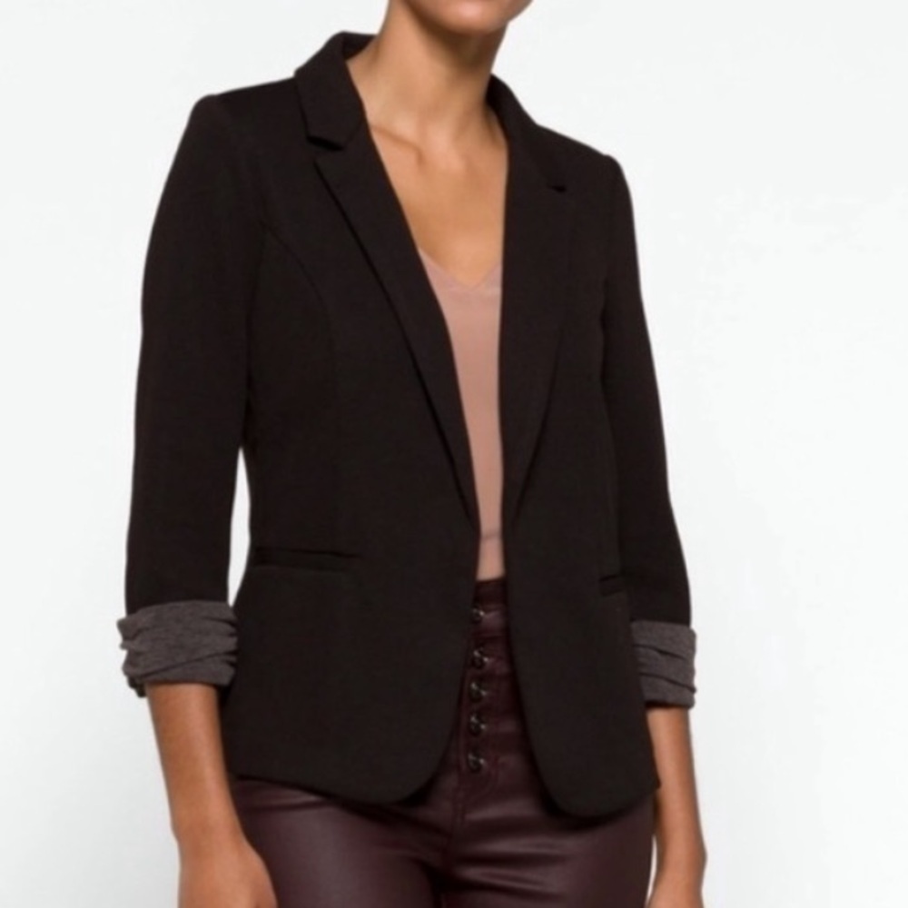Skies Are Blue Black Gray Cuff Soft Blazer Size 2X